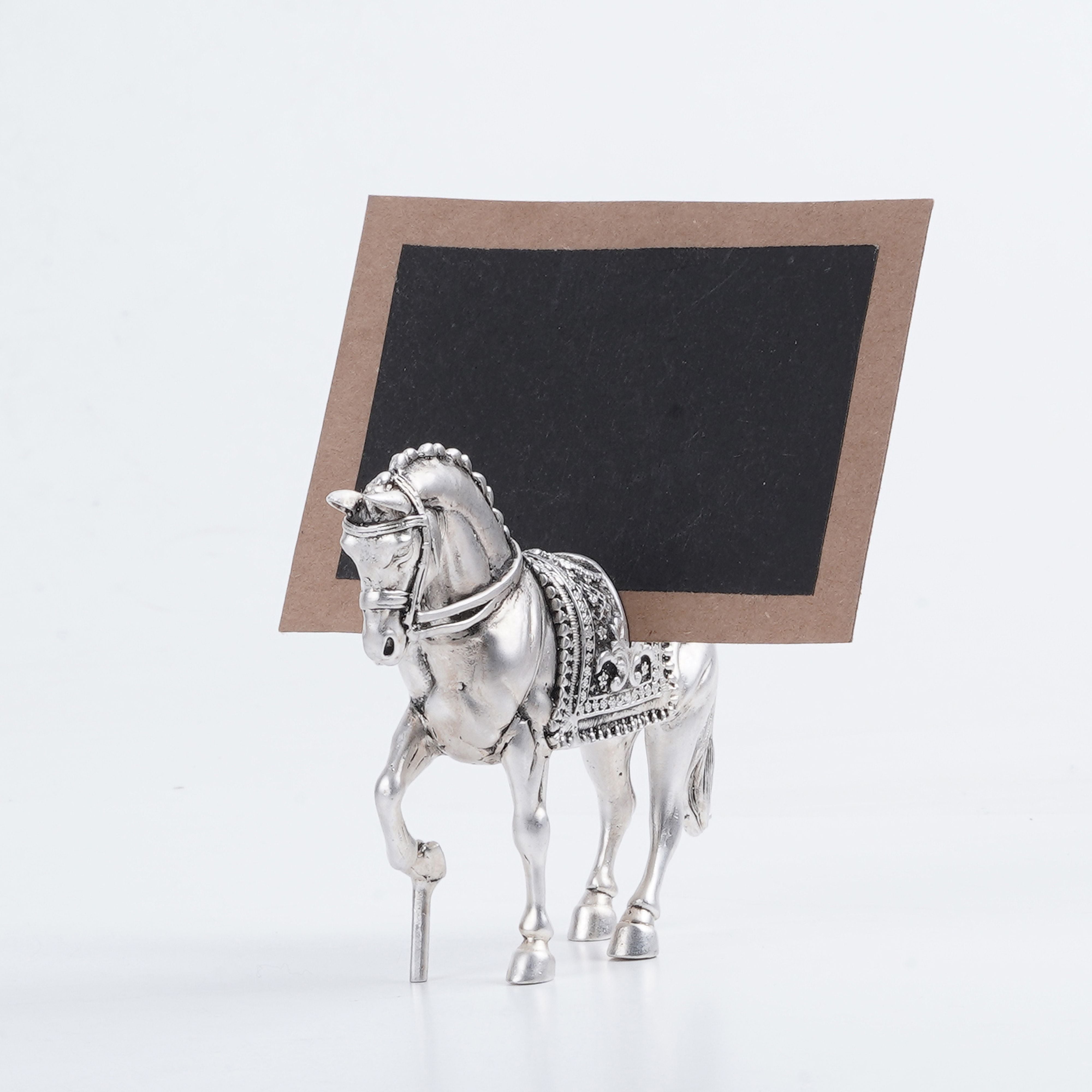 Horse Place Card Holder for Table in Silver Plating