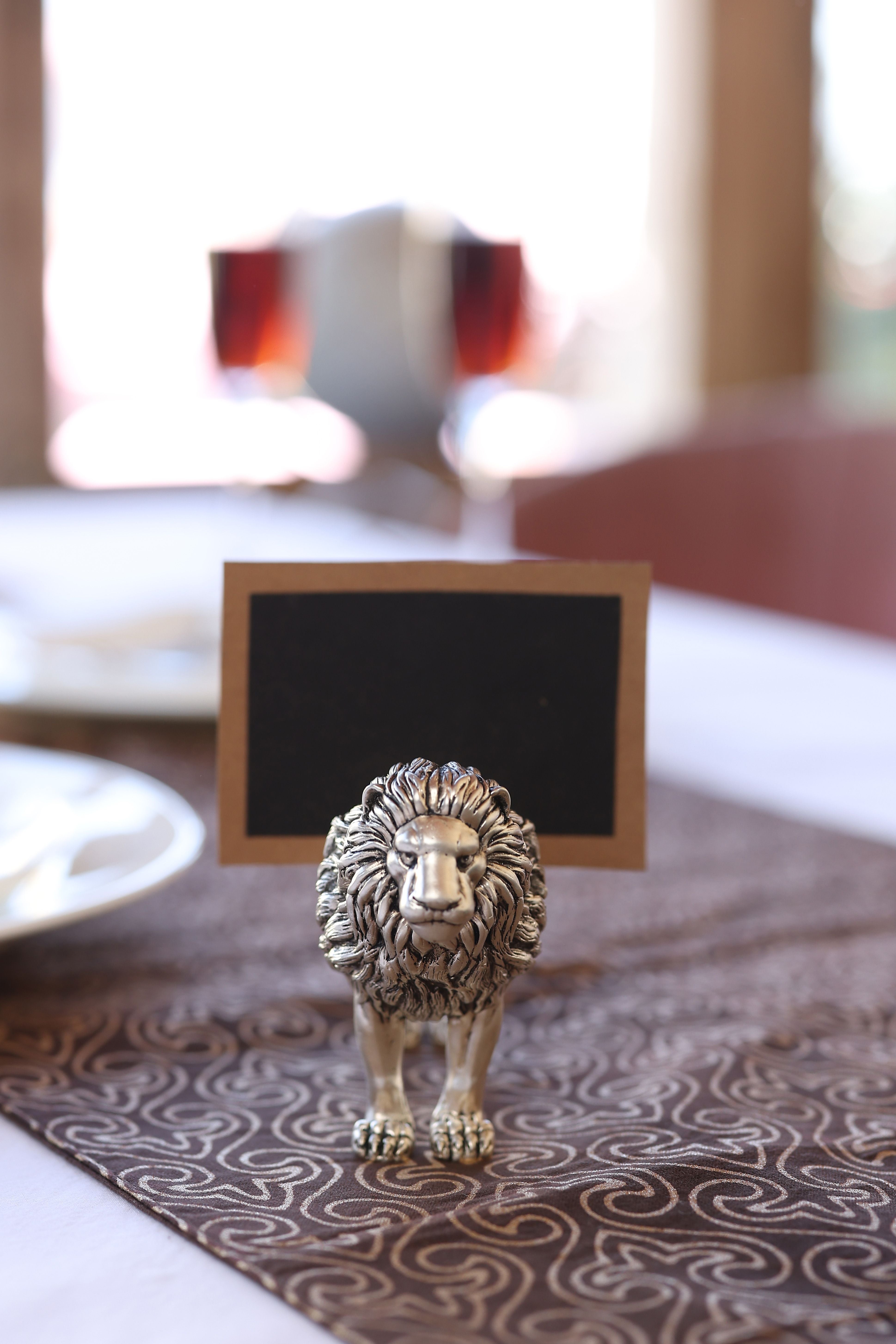 Lion Place Card Holder for Table in Silver Plating