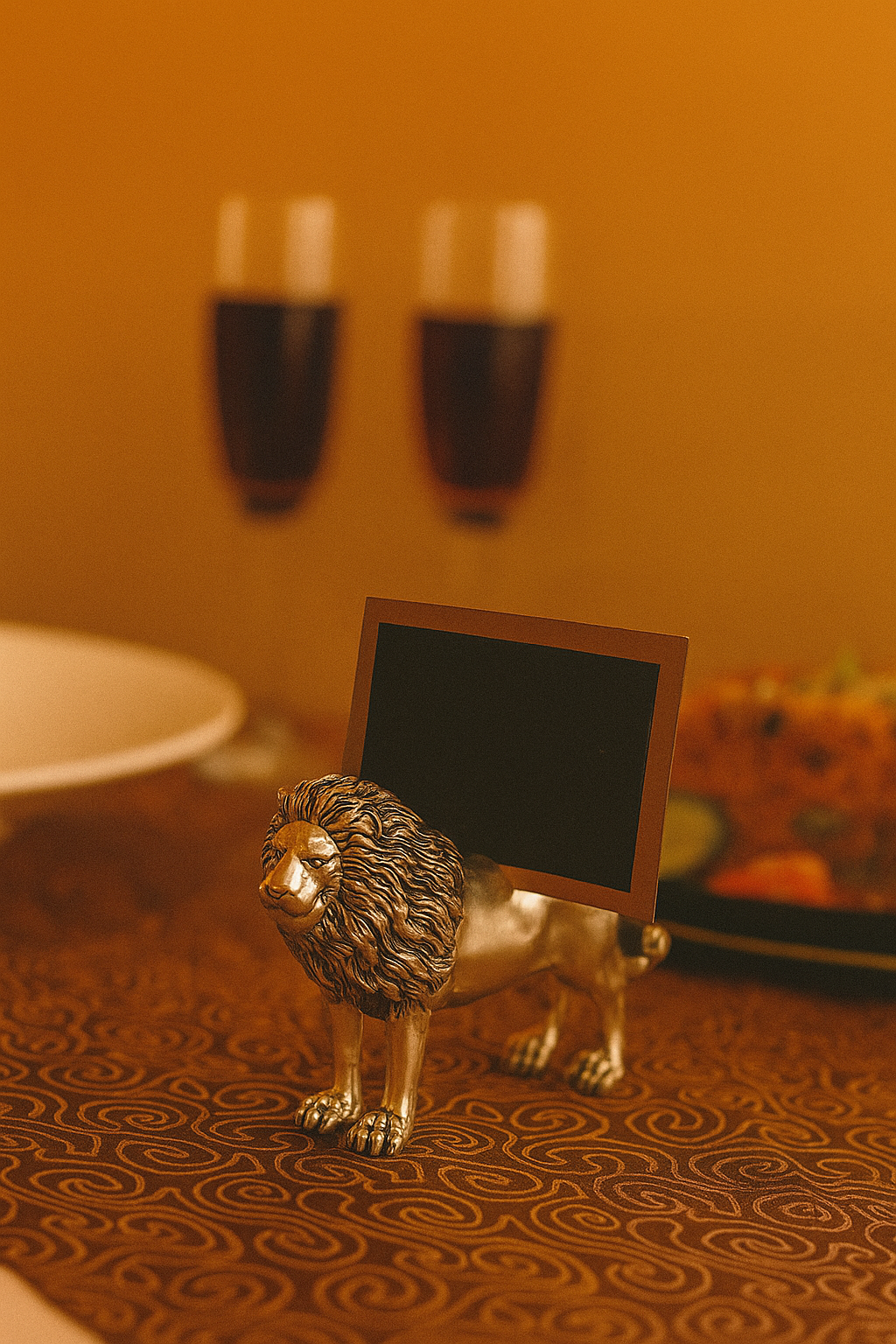 Lion Place Card Holder for Table in Silver Plating