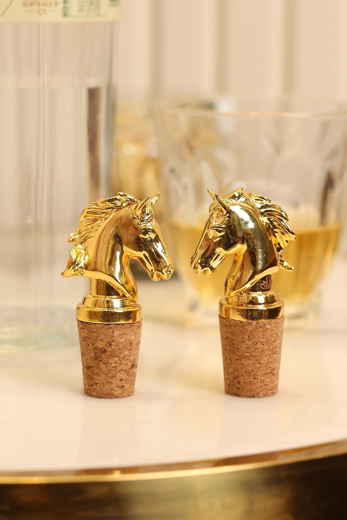 Horse Head Wine Bottle Stopper in gold plating