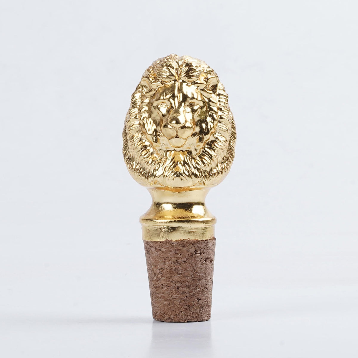 Lion Head Wine Bottle Stopper in gold plating