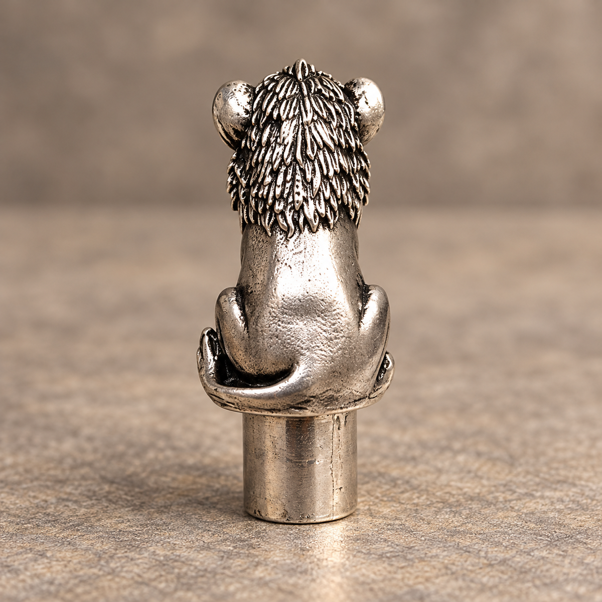 Back of the Sheru pencil topper showing the layered mane and tail